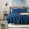 Dark Blue Oversized King Size Quilt Set - Soft Lightweight Comfort