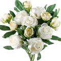 Vintage White Peonies Silk Stems, 6-Pack - Lush Rustic Bouquets