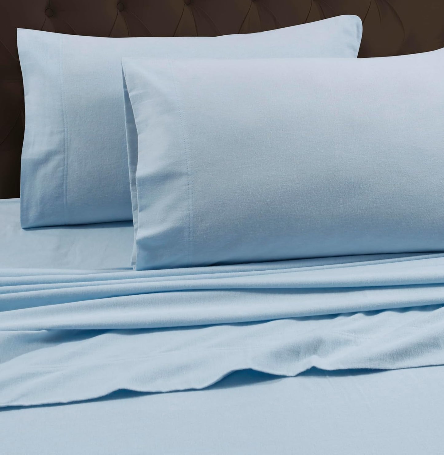 Luxury Solid Flannel Extra Deep Pocket Fitted Sheet in Sky Blue
