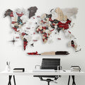 3D Wood World Map Large Wall Art - Wooden Travel Map