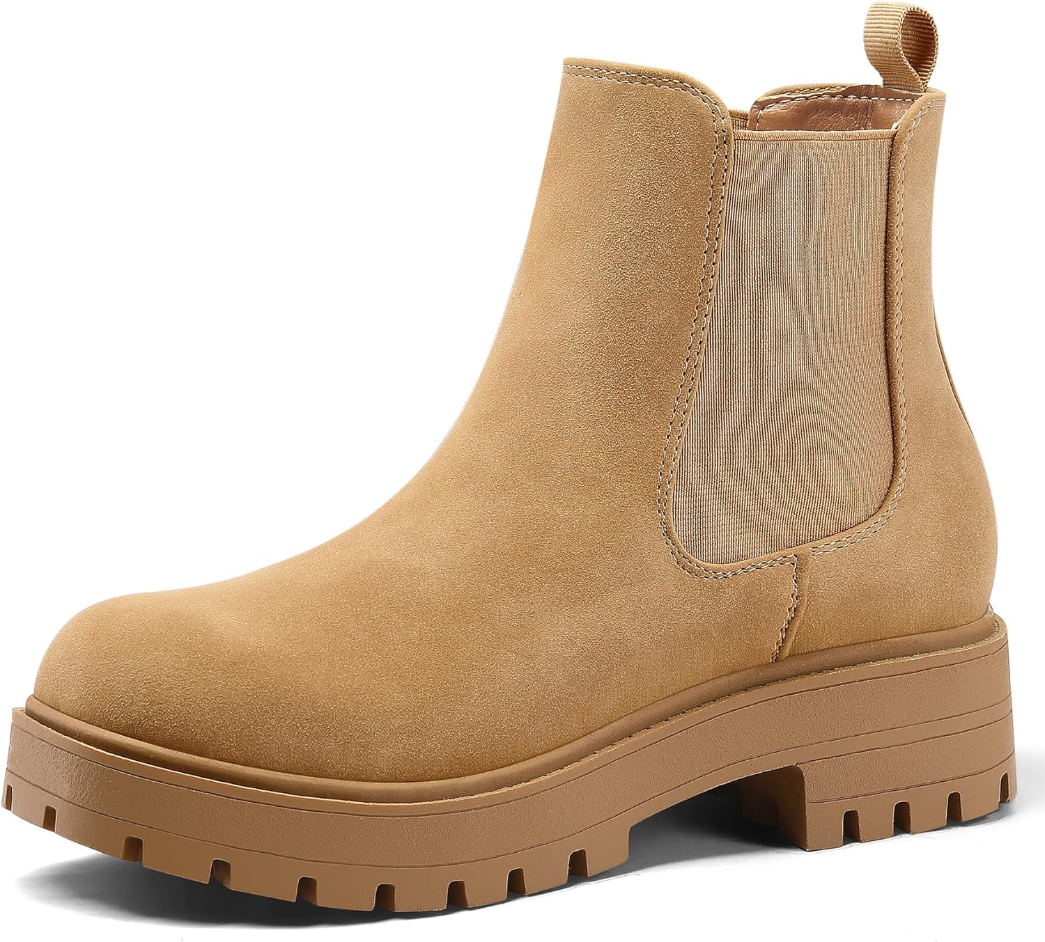 mysoft Women's Chelsea Boots with Low Heel and Slip On Design