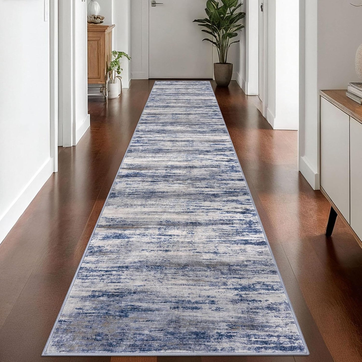 KOZYFLY Modern Abstract Washable Rug Runner for Hallways