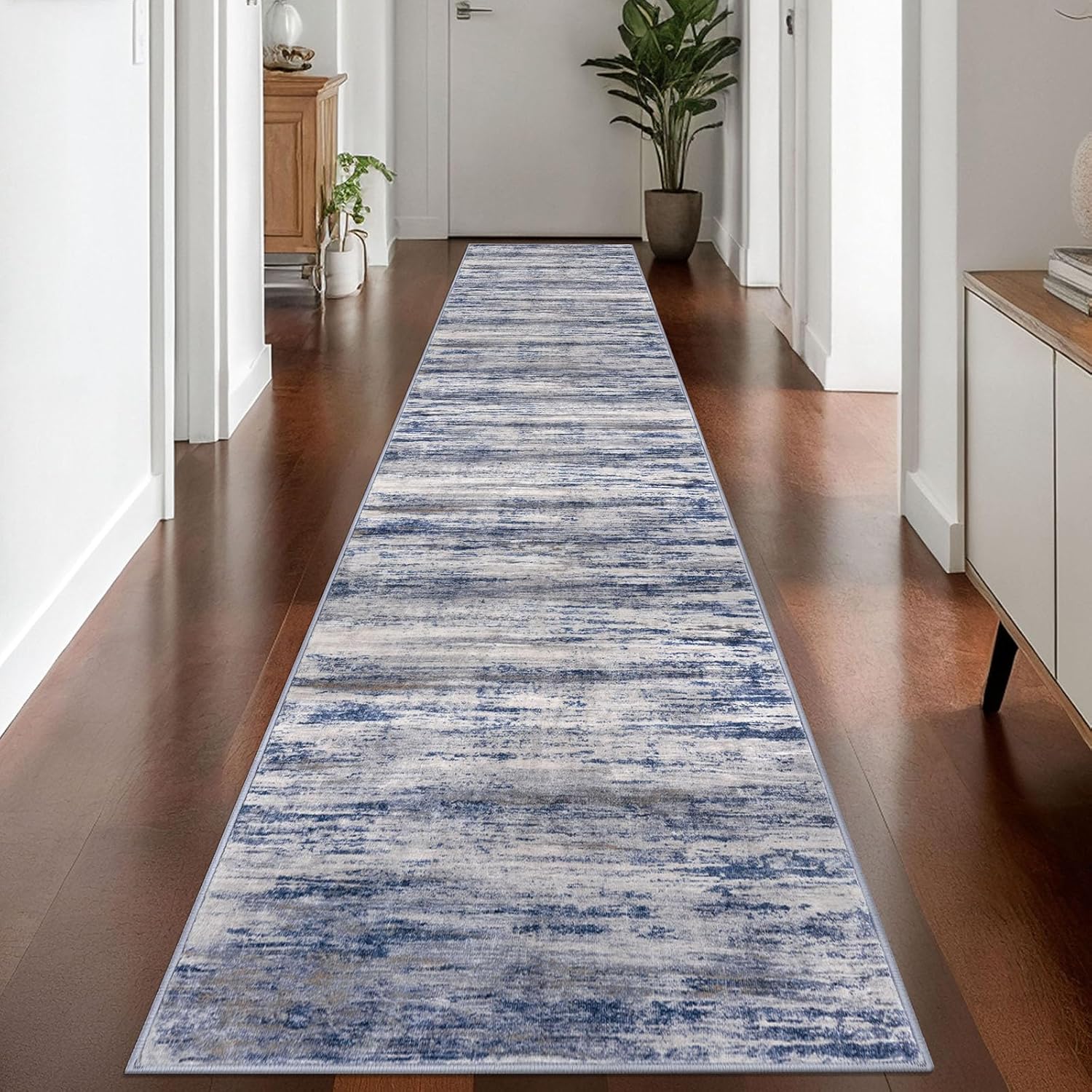 KOZYFLY Modern Abstract Washable Rug Runner for Hallways