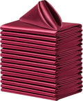 100 Pack Square Satin Dinner Napkins 20x20 in Burgundy - Elegant Table