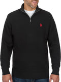 U.S. Polo Assn. Mens Solid Texture Chest Stripe 1/4 Zip Pullover
