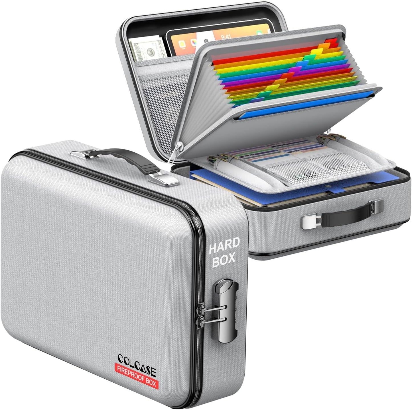 Fireproof Document Box with Lock for Important Files and More