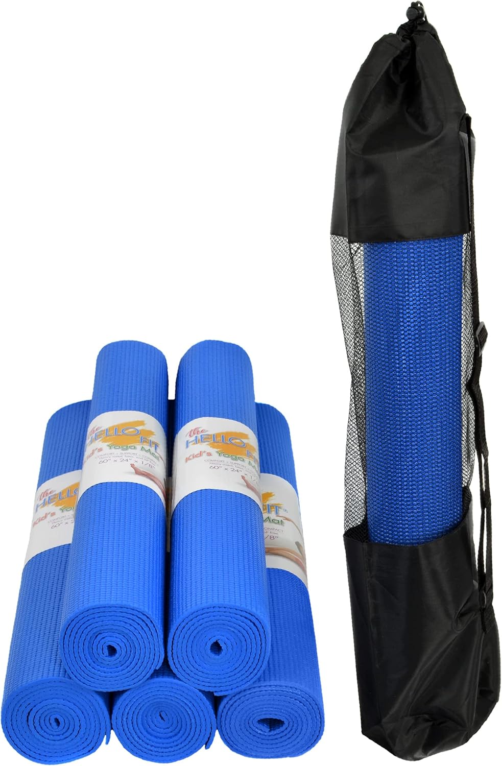 Hello Fit Kids Yoga Mats - Non Slip & Easy to Clean, 6 Pack