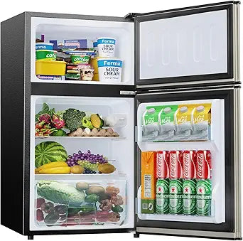 Retro Mini Fridge with Freezer: Compact 2-Door Refrigerator