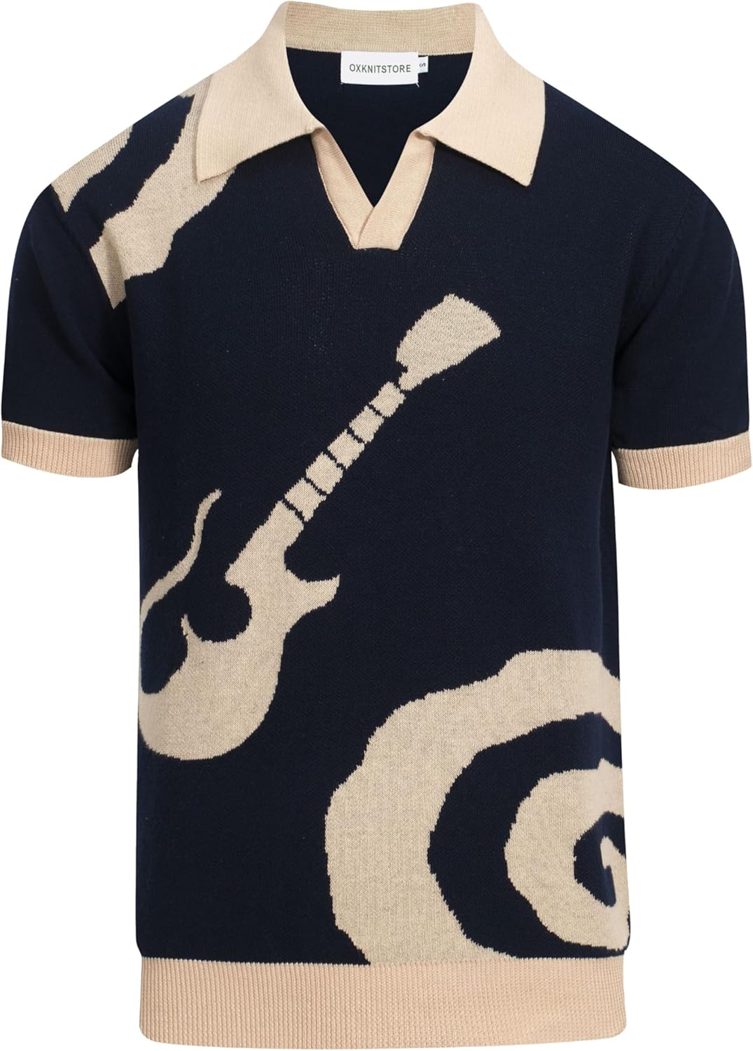 Men's Guitar Polo: Navy Summer Style