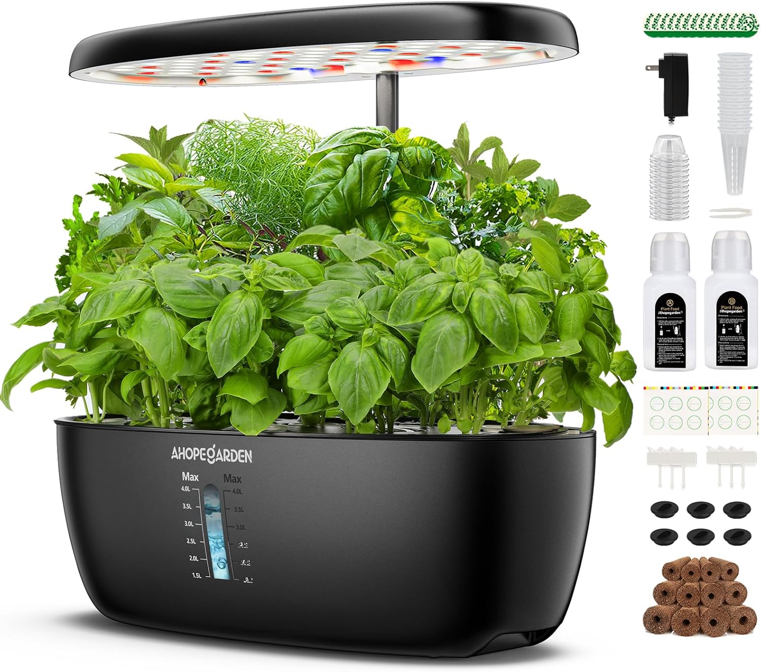 Ahopegarden Hydroponic Growing System: 12 Pod Kit with LED Grow Light