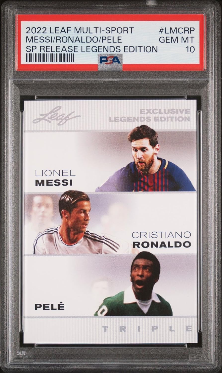 Triple PSA 10 Pele Lionel Messi Cristiano Ronaldo 2022 Card