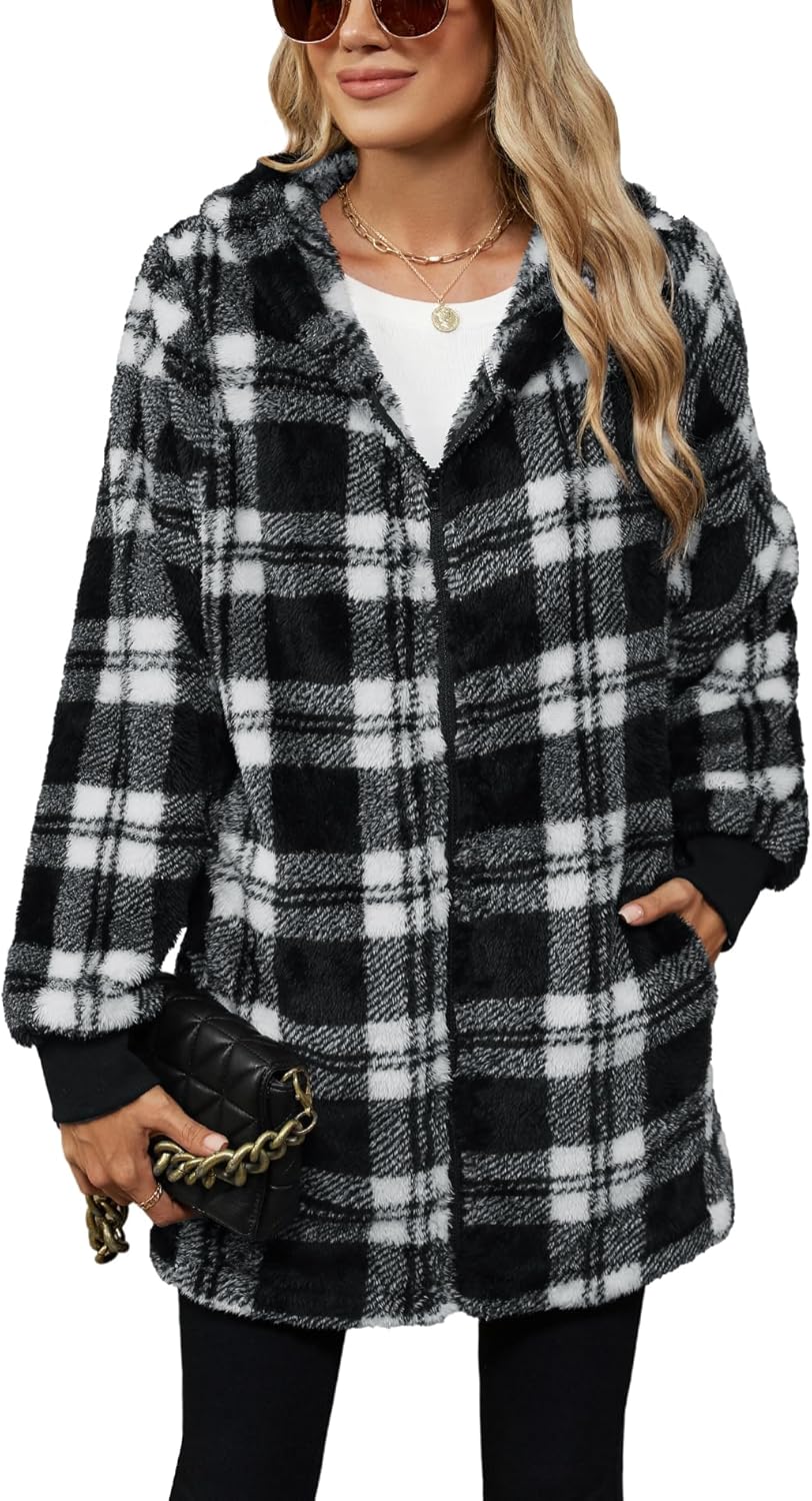 Yanekop Womens Oversized Sherpa Jacket for Cozy Winter Wear