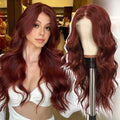 Auburn Lace Front Wig 13x4 Pre Plucked 22in Body Wave - Natural Look