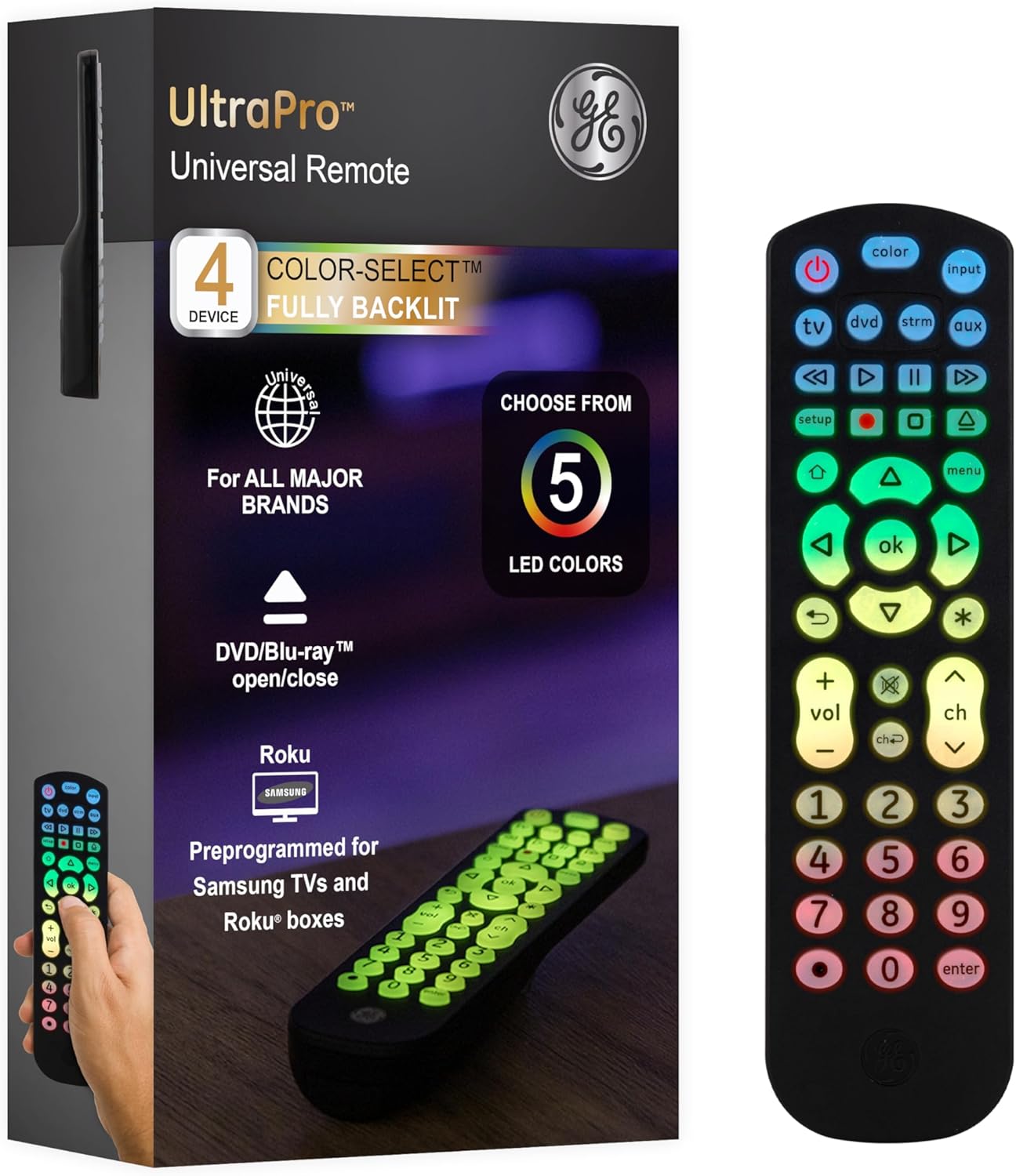 GE Backlit Universal Remote - Smart TV Compatibility