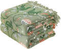 Boho Throw Blanket 100% Cotton Soft Throw for Bed - Reversible Green