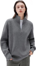 Cashmere Oversized Quarter Zip Pullover Sweater - Soft, Cozy Fit