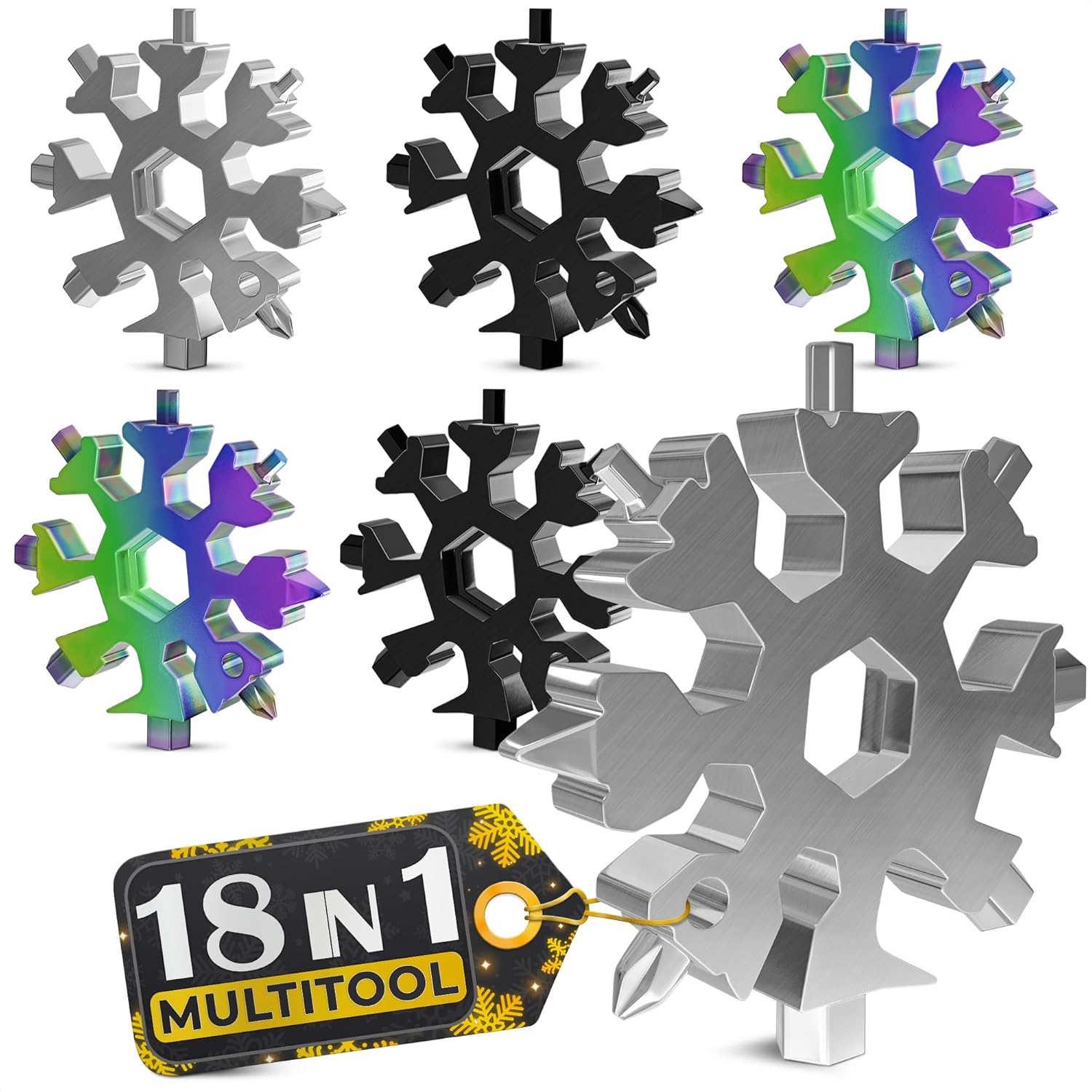 KETAR 18-in-1 Snowflake Multitool Set - Compact & Portable Stainless Steel Keychain
