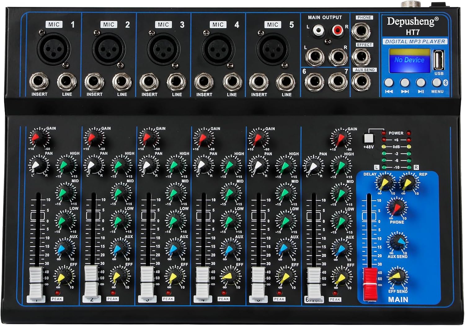 Depusheng HT7 Bluetooth Portable Audio Mixer for Recording