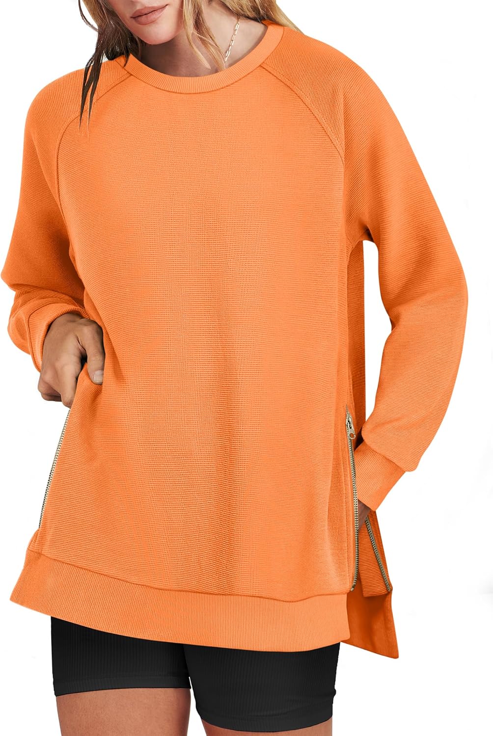 Oversized Sweatshirts for Women with Side Zipper Style