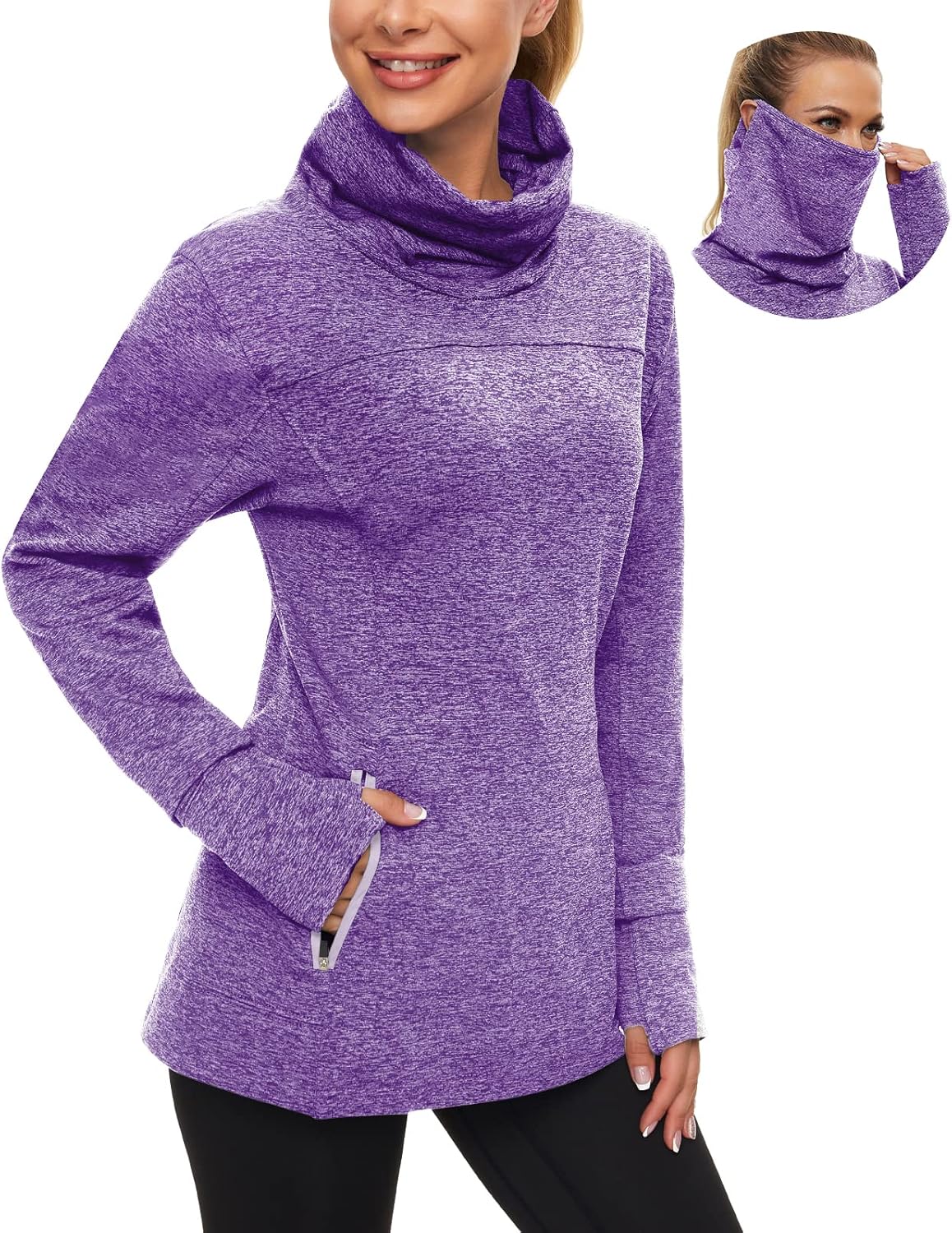Soneven Women's Running Fleece Sweatshirt with Thumb Holes