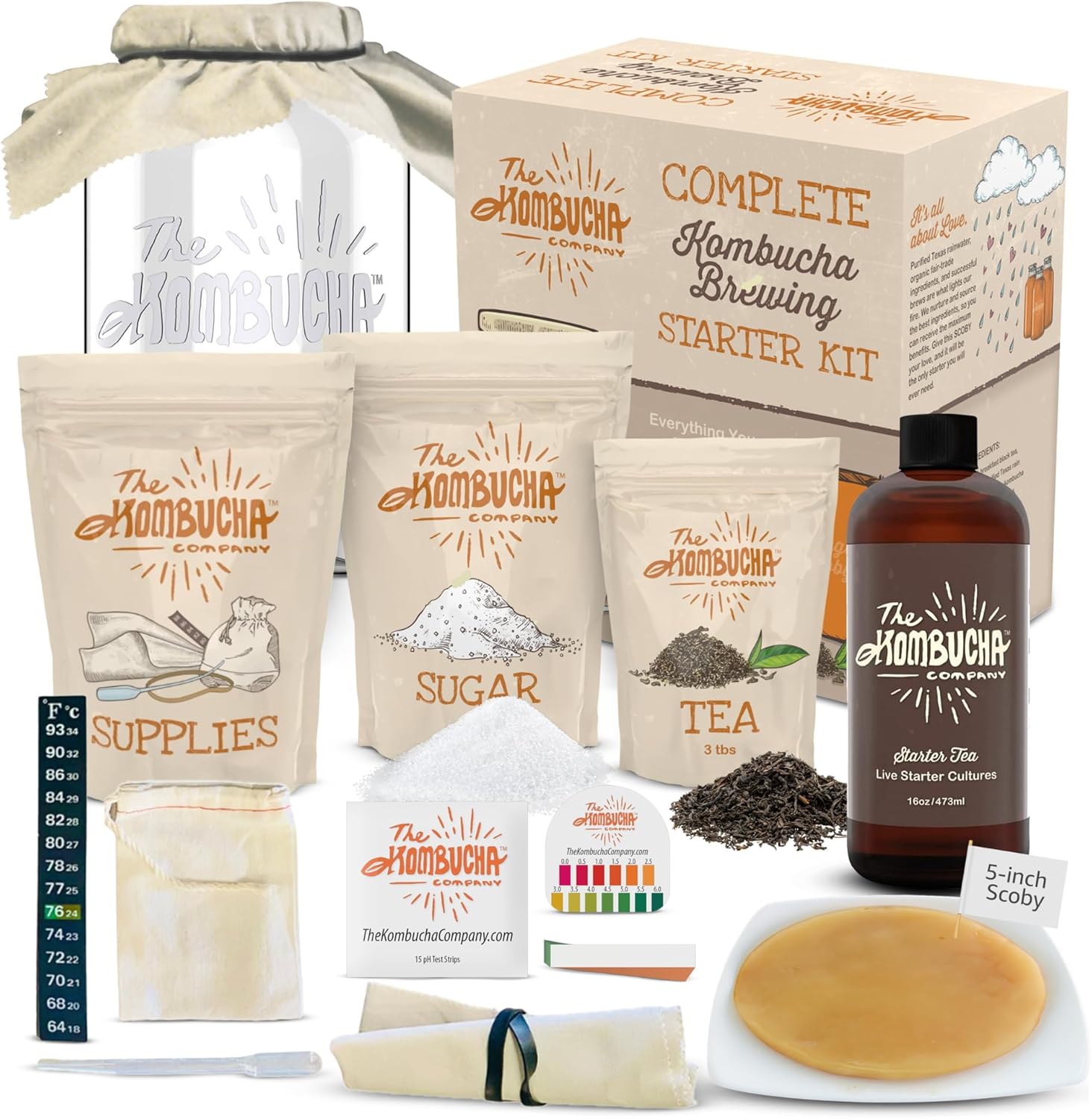 Kombucha Home Brewing Starter Kit for Unlimited Probiotic Drinks
