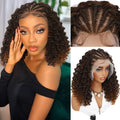 Fancy Hair Braided Wig HD Lace Front Cornrow with Curly Hair - Natural