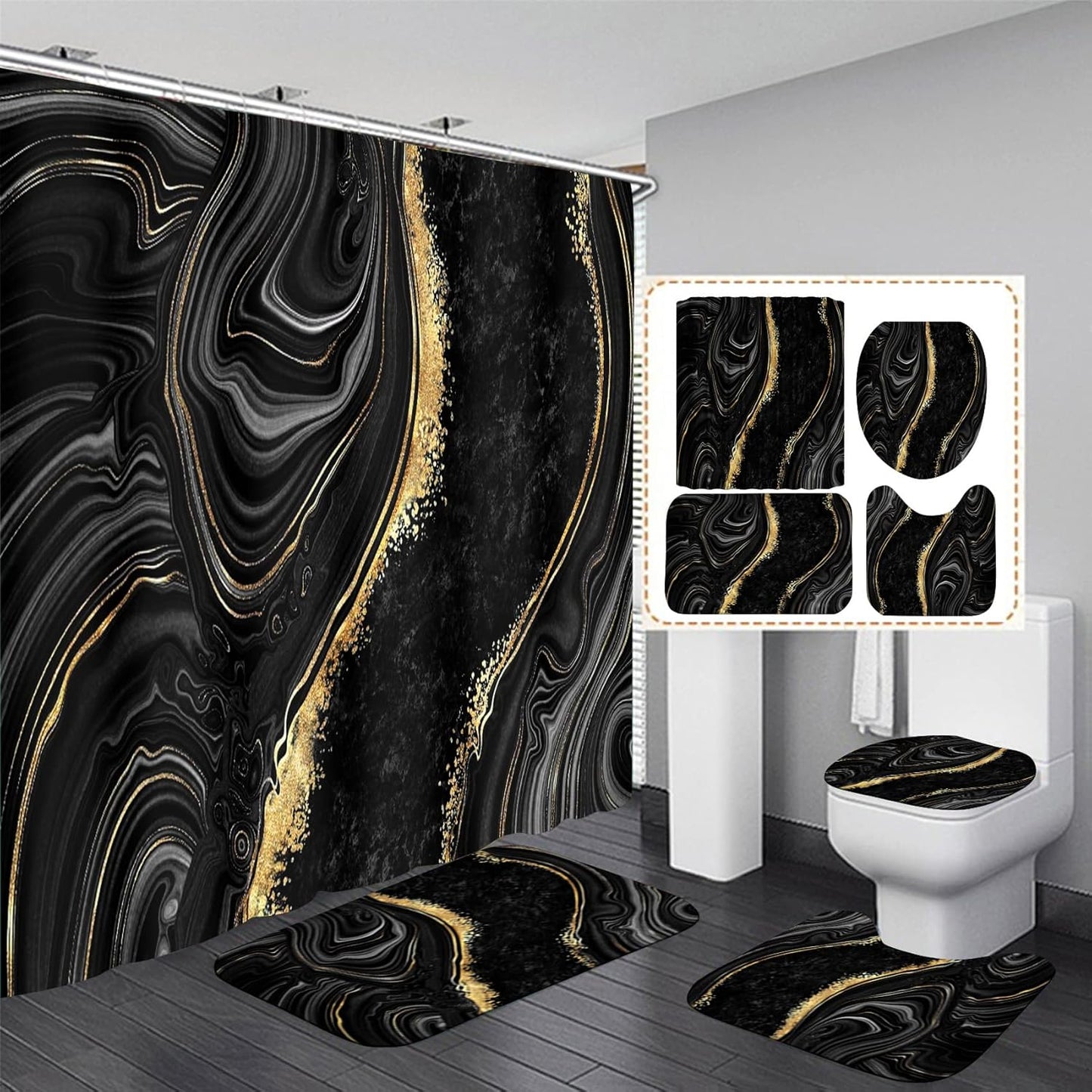 Modern Black Marble Bathroom Set