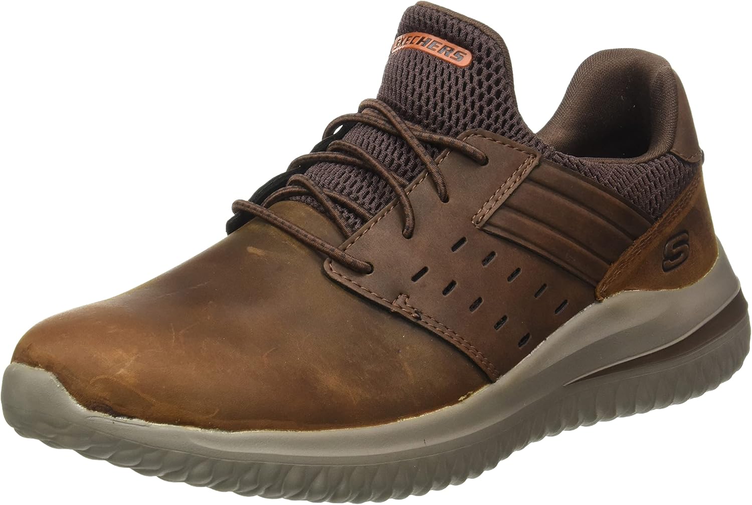 Skechers Mens Delson 3.0 Ezra Leather Bungee Lace Slip On Sneakers