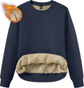 Womens Crewneck Sherpa Fleece Pullover Sweatshirt - Cozy Warm Fit