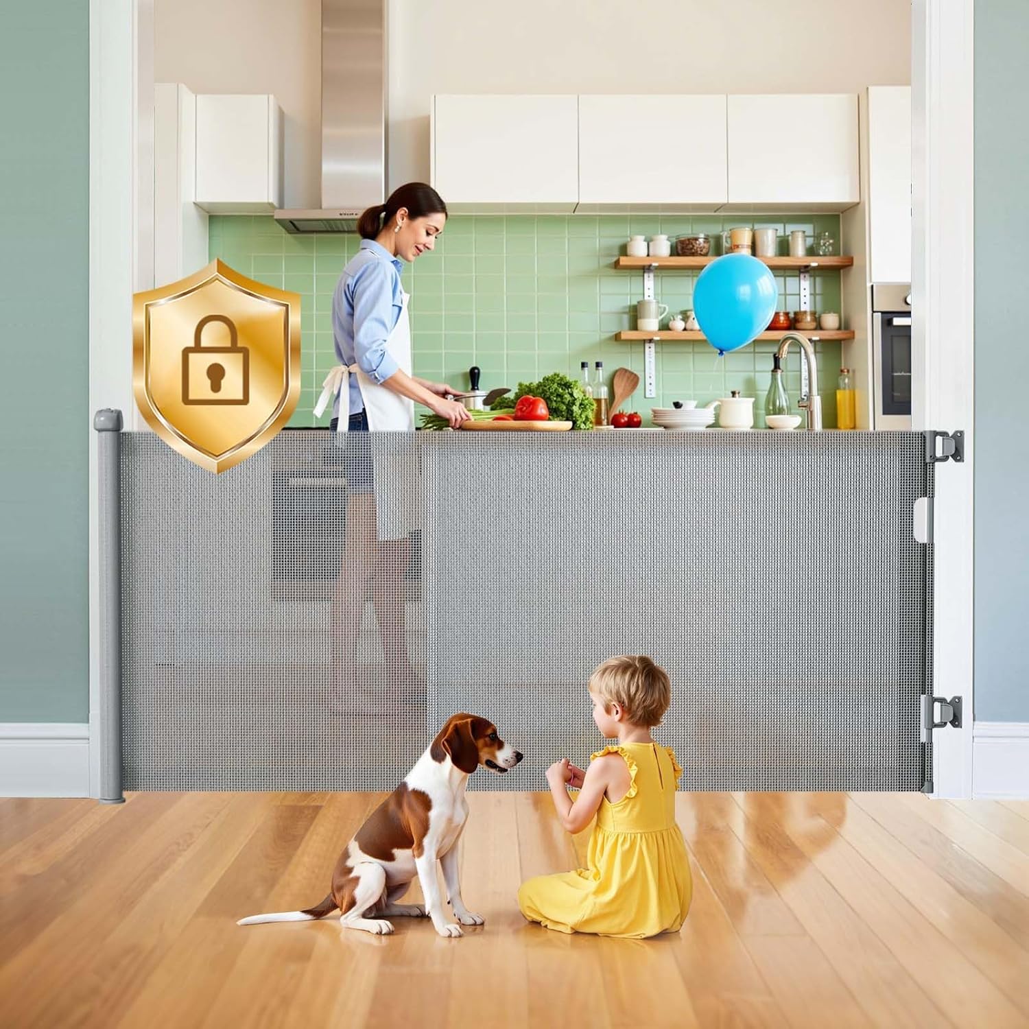 Retractable Baby Gates for Stairs with Auto-Lock Safety Features