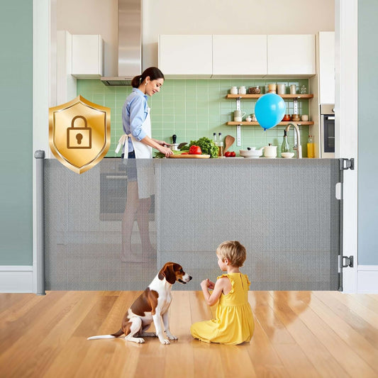 Retractable Baby Gates for Stairs with Auto-Lock Safety Features