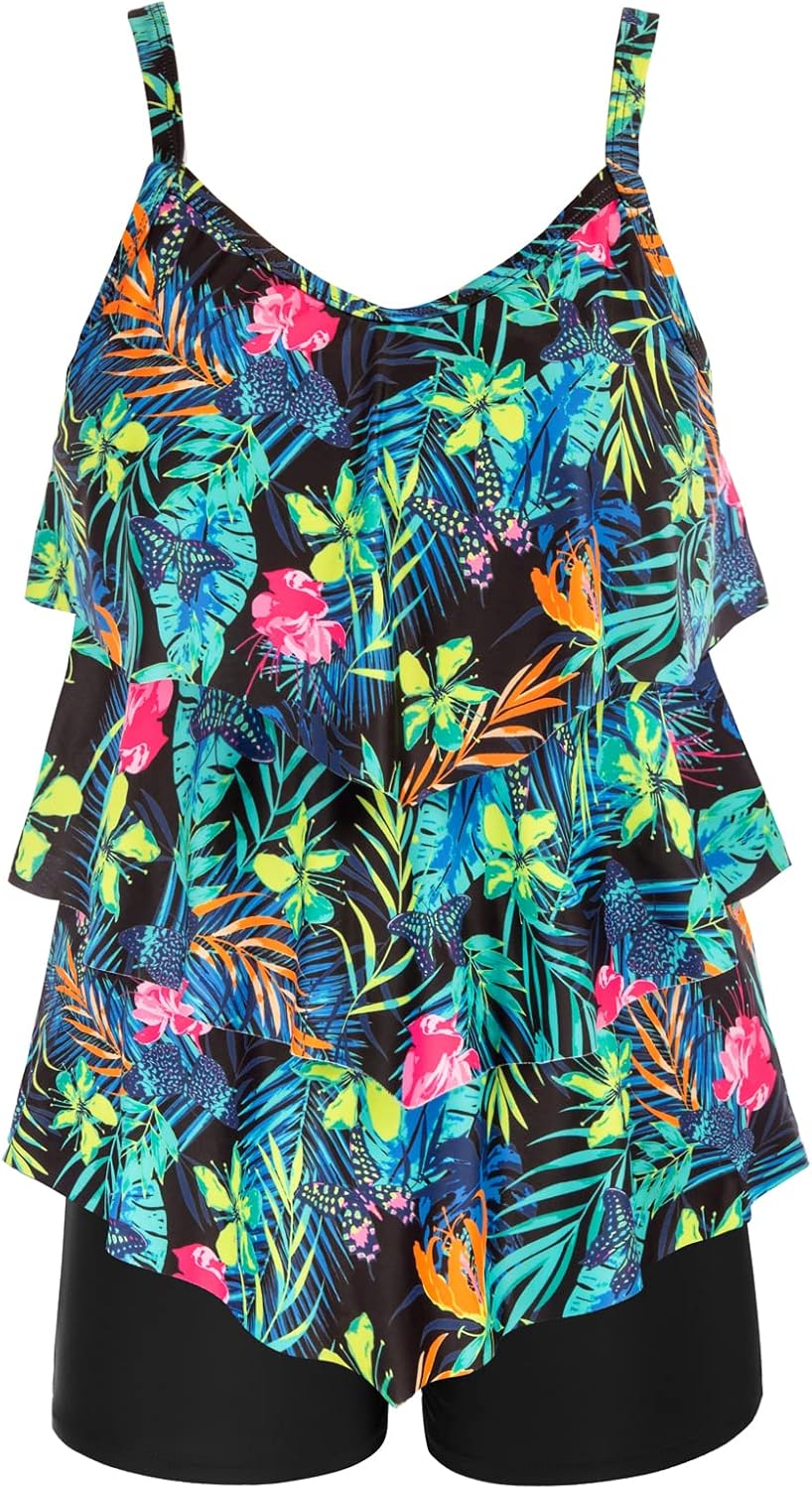 Hanna Nikole Plus Size Two Piece Tankini Swimsuits for Women