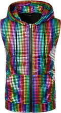 Shiny Metallic Mens Sleeveless Hooded Vest T Shirt - Stage Ready