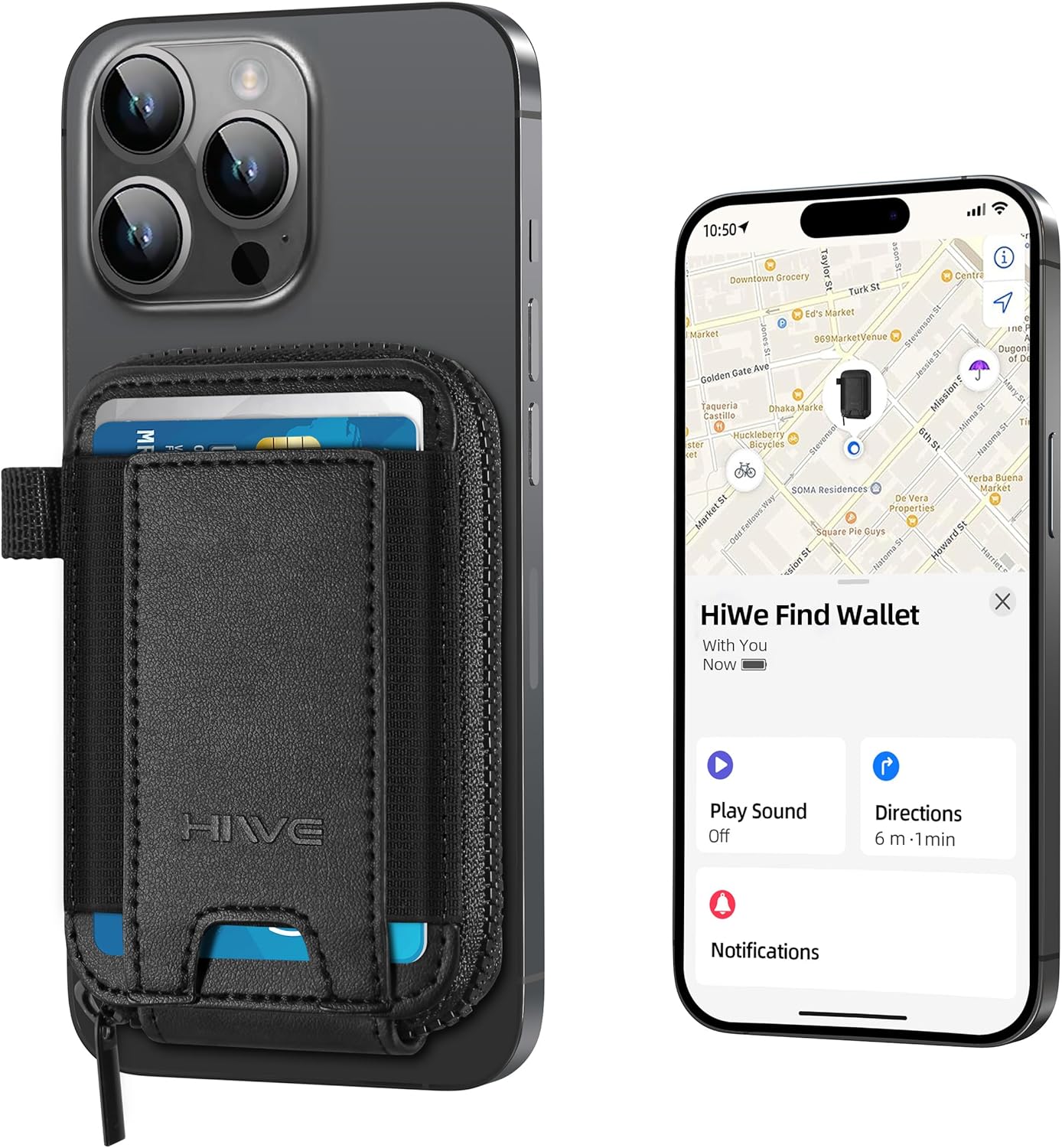 Magnetic Wallet for iPhone with Find My Tracking and RFID Block