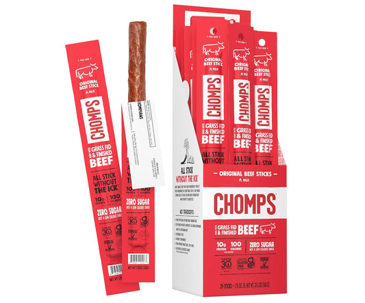 Chomps Grass-Fed Beef Jerky Snack Sticks for Healthy Snacking
