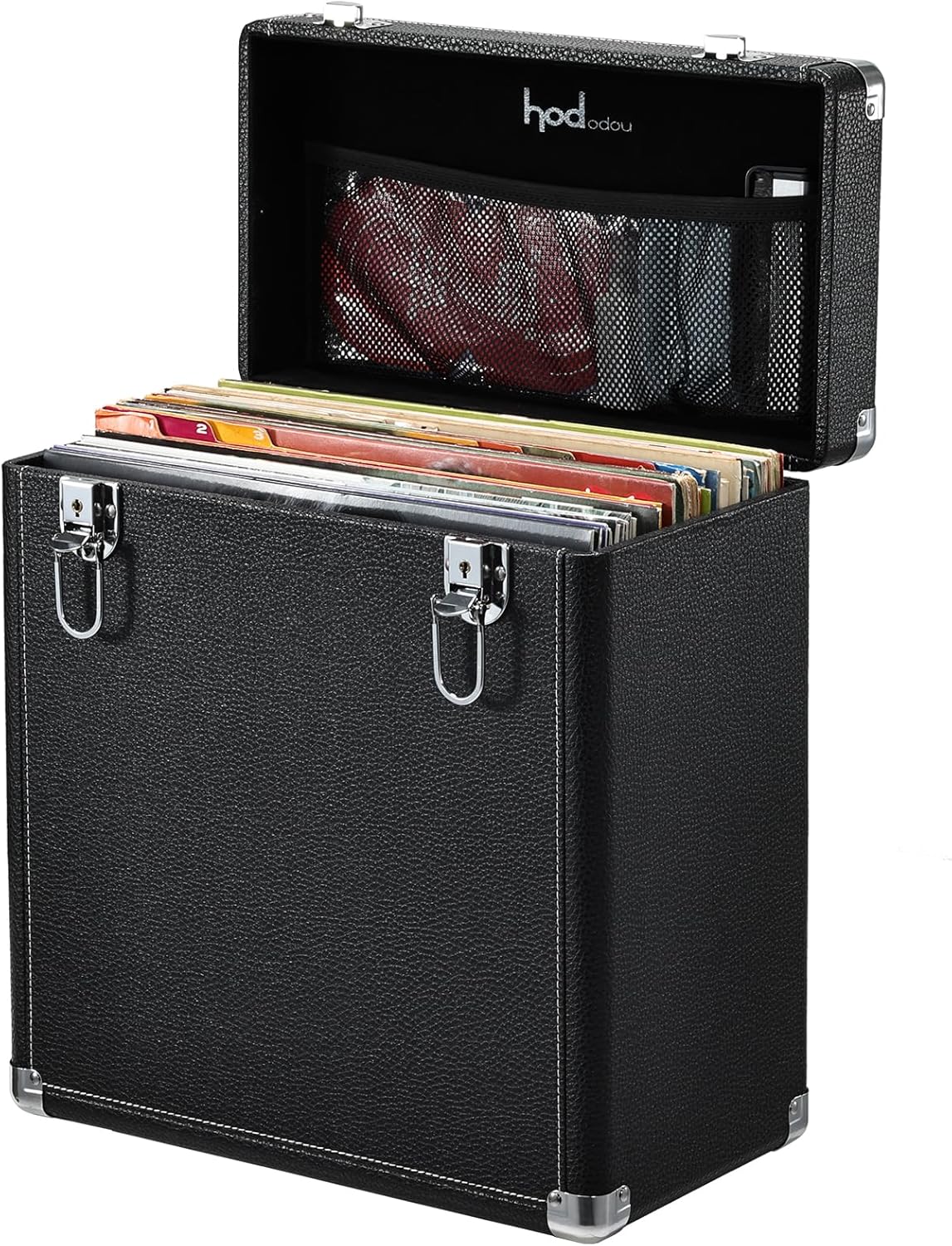 Hododou Vinyl Record Storage Case for 30+ Albums with Lid