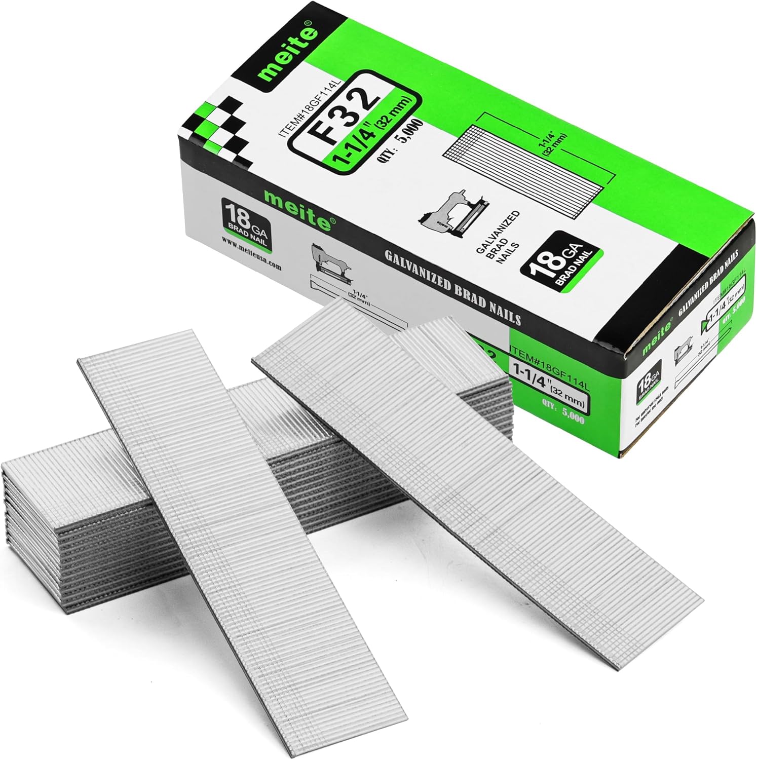 meite F32 Brad Nails 18 Gauge 1-1/4 Inch for Nailers