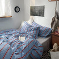 Blue & Red Vertical Stripe Duvet Cover Twin XL - Coastal Modern