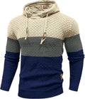 Mens Slim Fit Knitted Hooded Sweatshirt Pullover - Zaitun