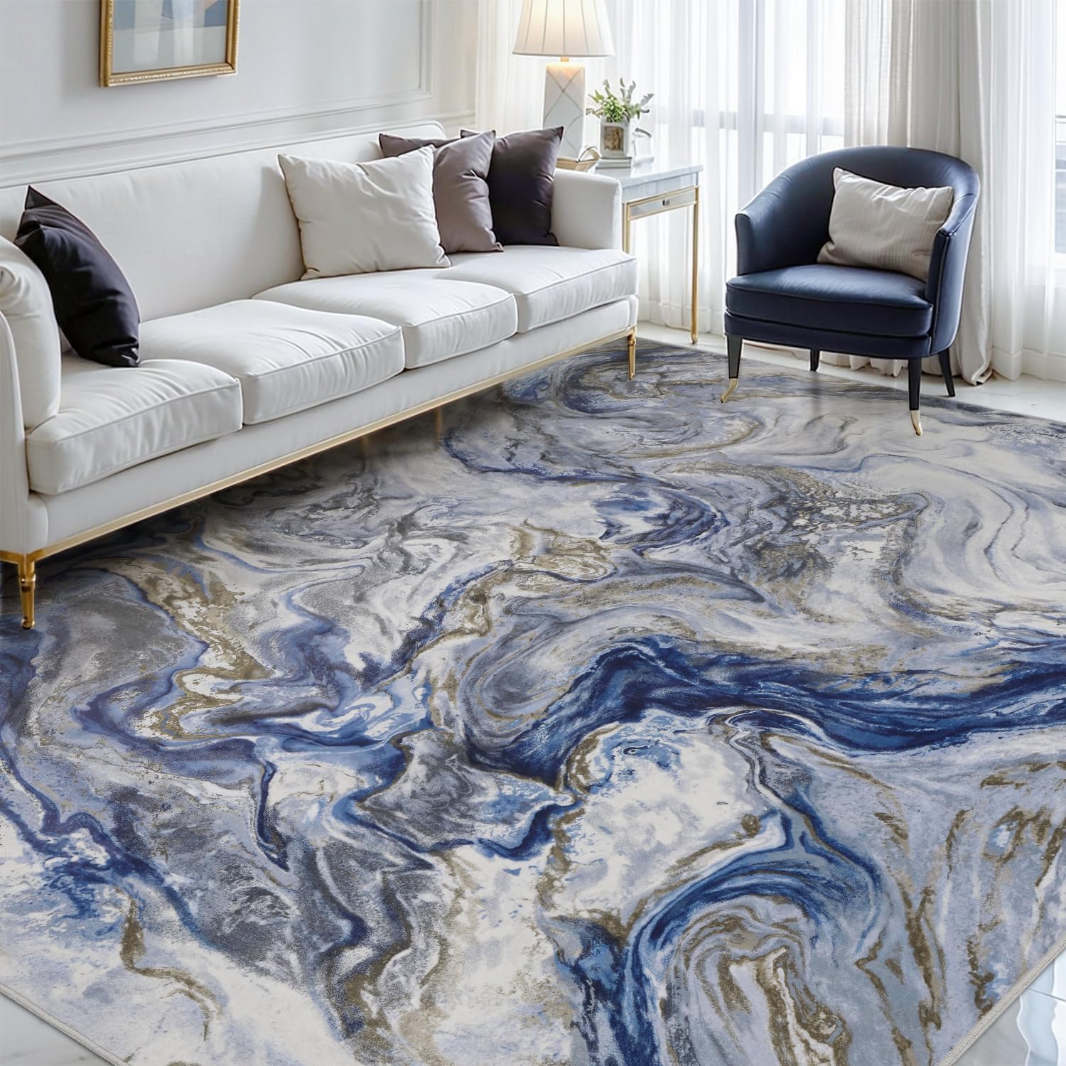 6x9 Area Rugs for Living Room - Modern Abstract Design