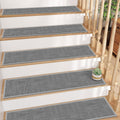 Jute Stair Treads Non Slip Grey 8in x 30in Set of 15 - Secure Indoor