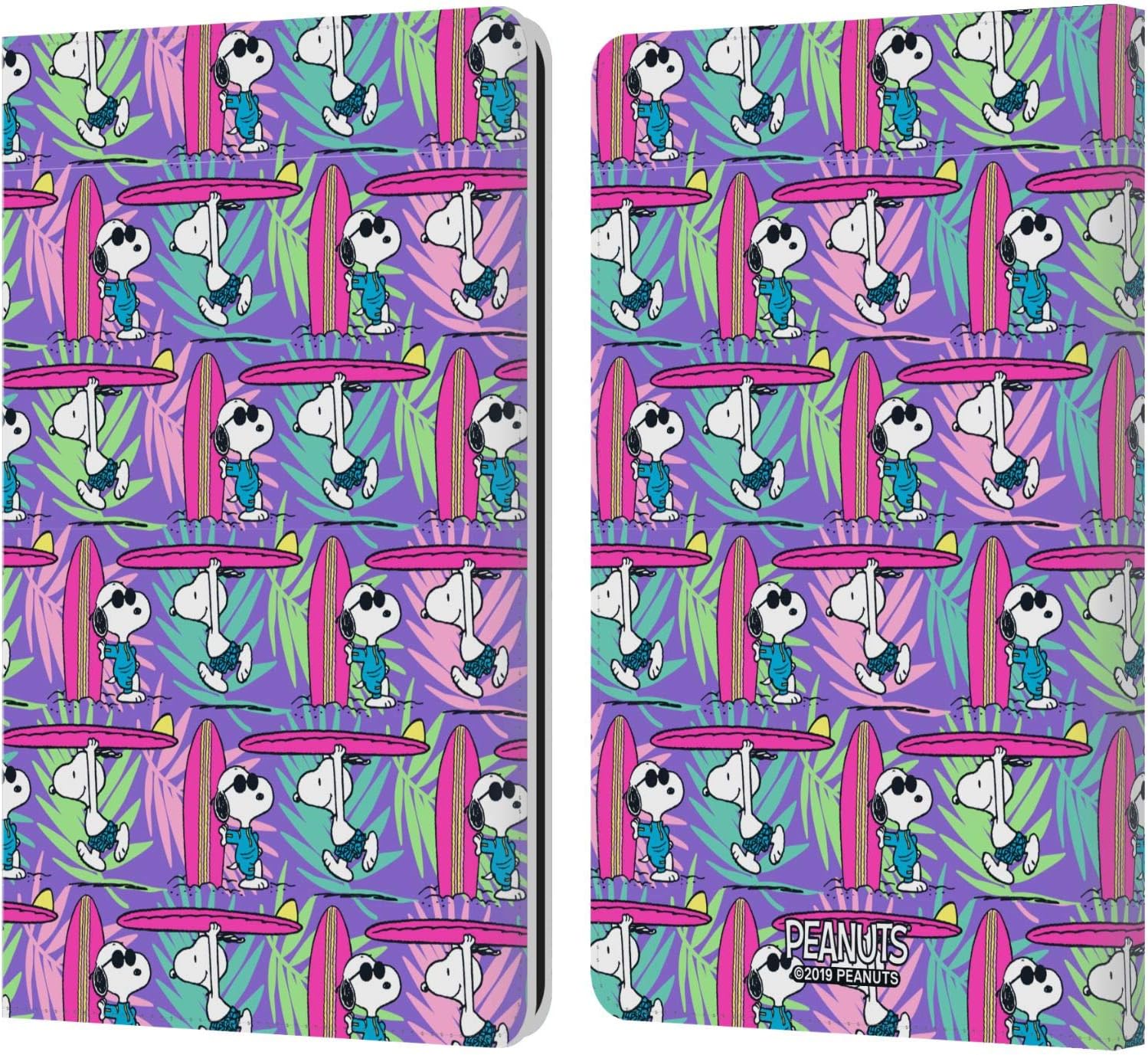 Peanuts Surf Pattern Snoopy Aloha Disco Leather Wallet Case