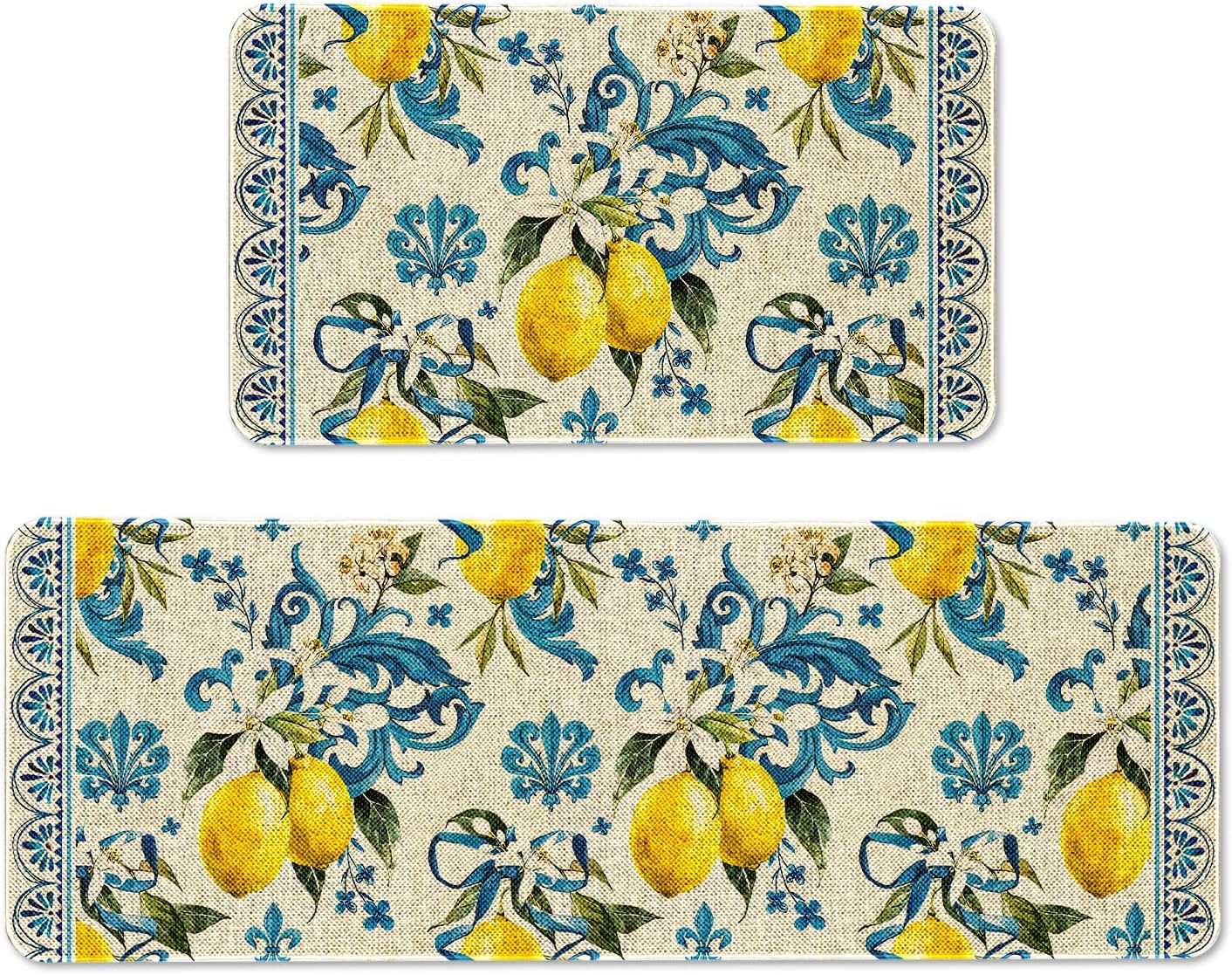 Mloabuc Lemon Decorative Kitchen Mats Set of 2 for Comfort