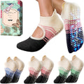 Non-Slip Pilates Yoga Socks with Grips for Women - Stylish Crew Socks