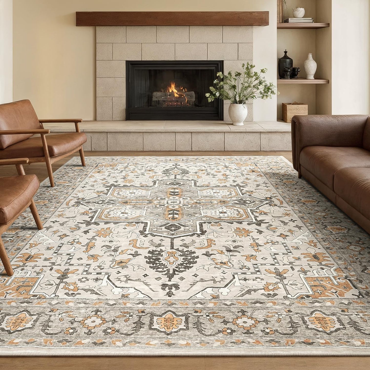 Rugflix 8x10 Area Rugs for Living Room, Soft Vintage Style