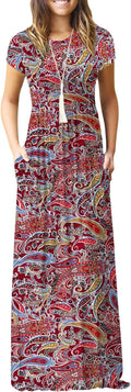 Women Short Sleeve Loose Maxi Dress with Pockets - Comfortable Euovmy