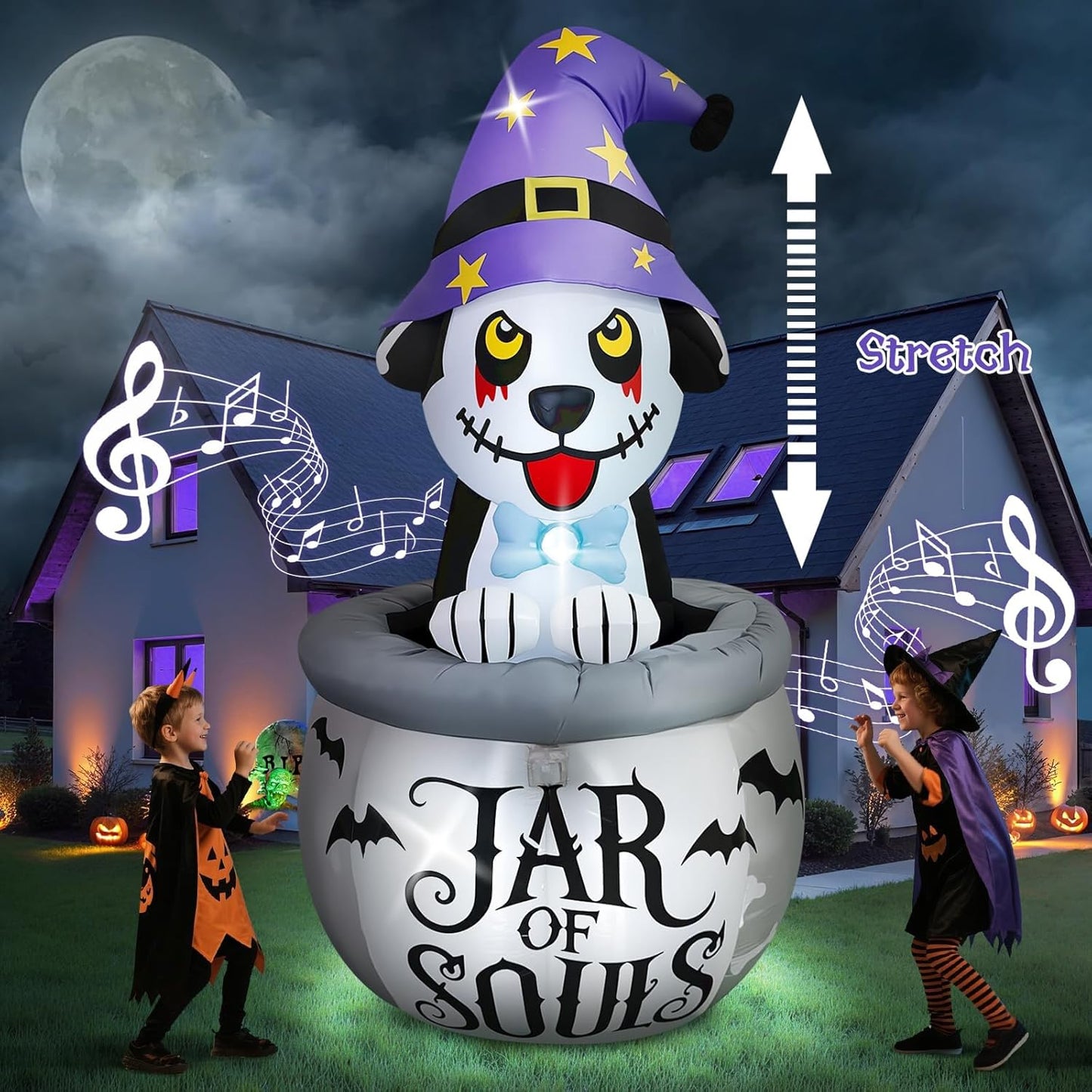 7FT Halloween Inflatables Animated Puppy Dog for Spooky Decor