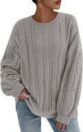 Cable Knit Sweater Women Oversized Crewneck - Chunky Cozy 2025