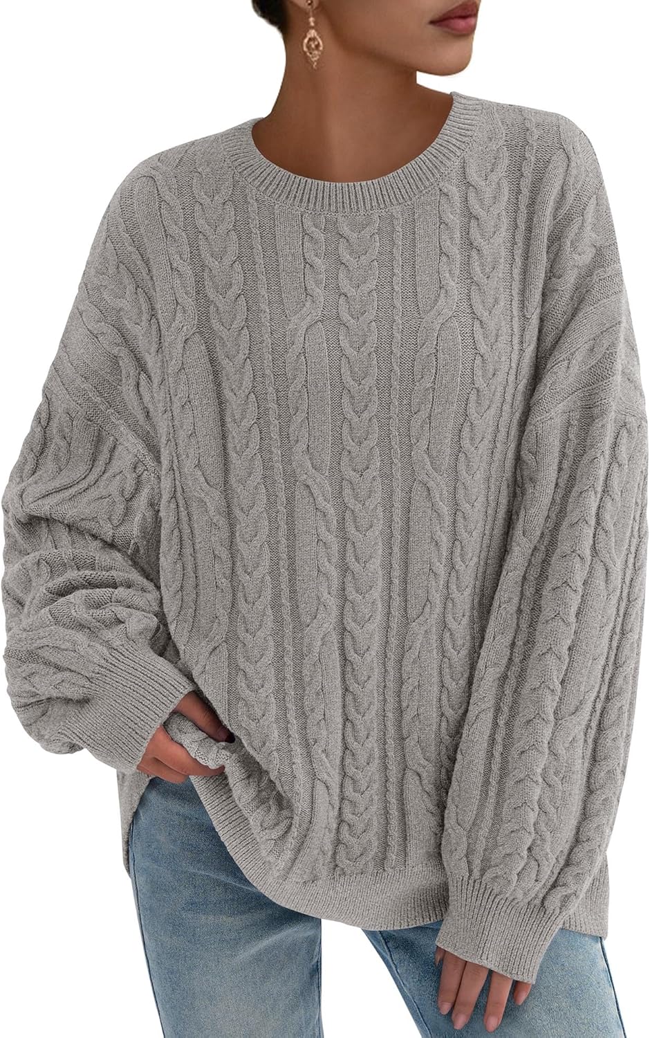 KIRUNDO Oversized Cable Knit Sweater for Women in Fall 2025