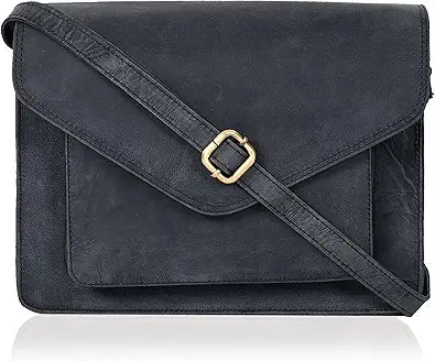Ozora Handmade Leather Flapover Crossbody Purse for Women